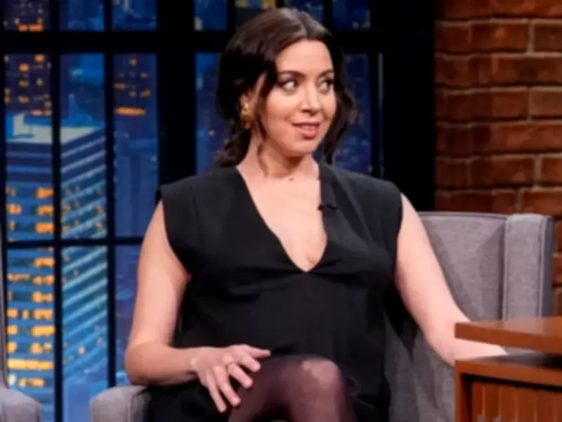Aubrey Plaza Jokingly Asks Seth Meyers to Deliver Her Baby on Late Night Show