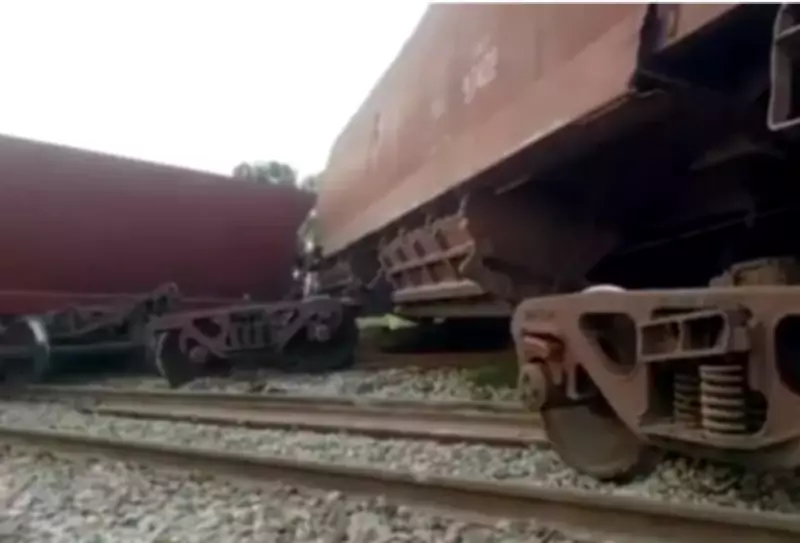 Freight Train Derails Due to Brake Failure, Railway Track Damaged