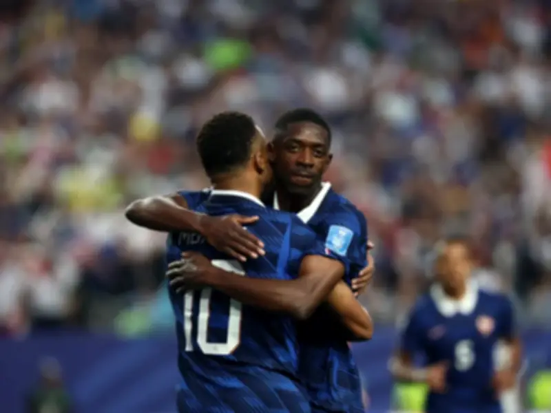 Mbappe Scores Twice on 100th Cap as France Overcome Storm to Beat Iraq 3-0