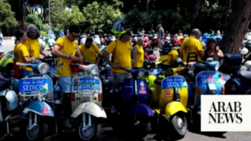 Vespa Riders Take to Rome Streets to Mark 80th Birthday of Iconic Scooter