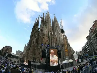 Pope Leo XIV blesses Barcelona's Sagrada Familia tower, world's tallest church