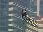 Peace Banner Unfurled at Empire State Building in Apparent Proposal Stunt