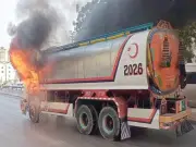 Water Tanker Fire After Fatal Crash Sparks Traffic Chaos in Karachi